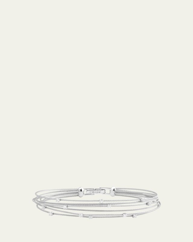 18K Yellow Gold 1mm Wire Bundle Bracelet with Diamonds